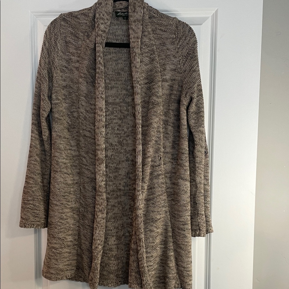 Eddie Bauer Taupe Open-Front Cardigan